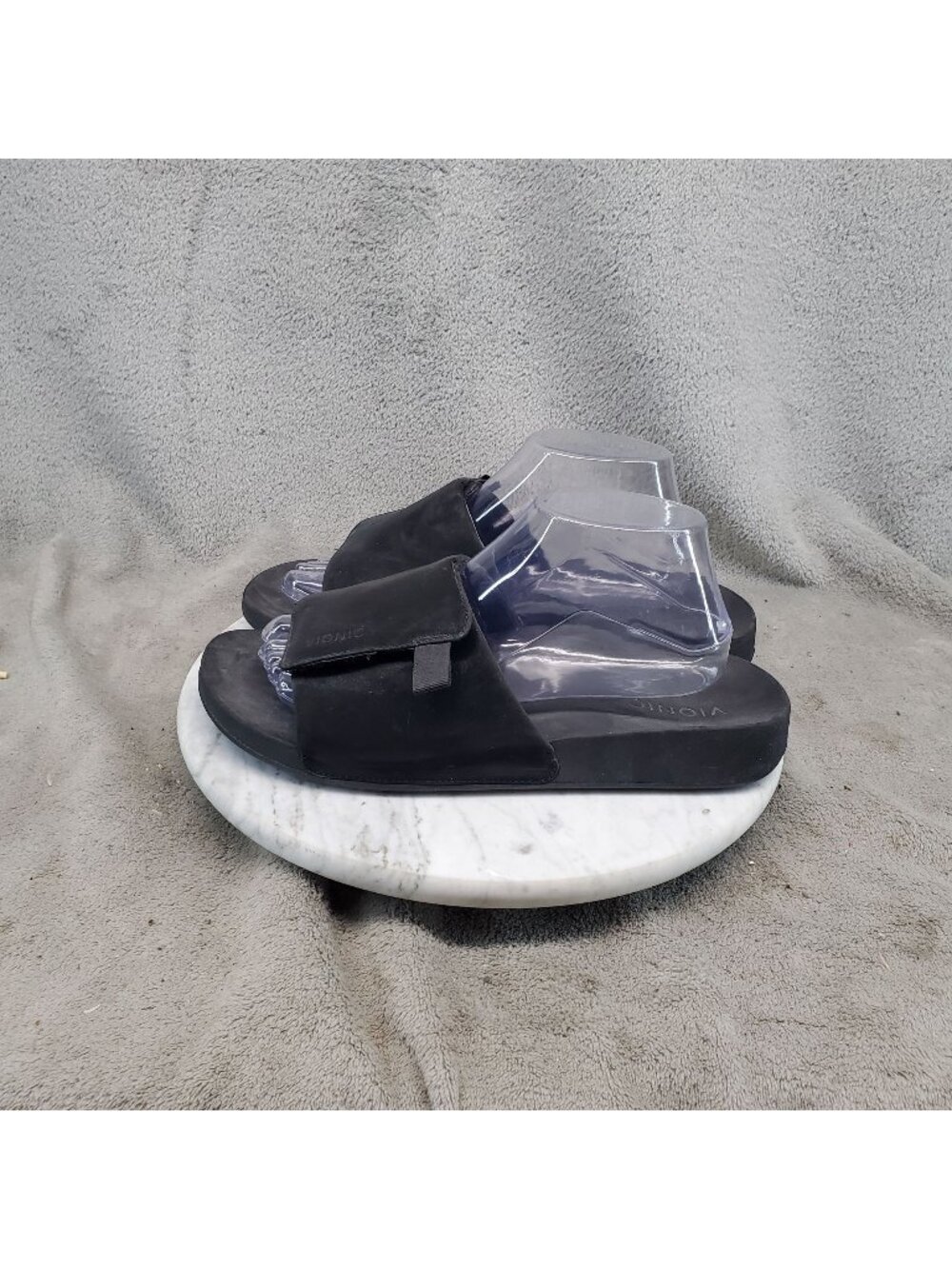 Vionic Shoes Womens Size 10 Keira Black Manmade Slip On Slide Sandals